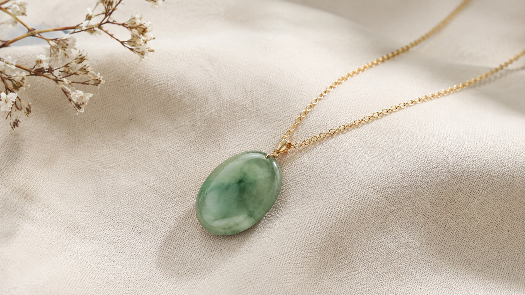 Jade Pendant Necklace Gold Chain